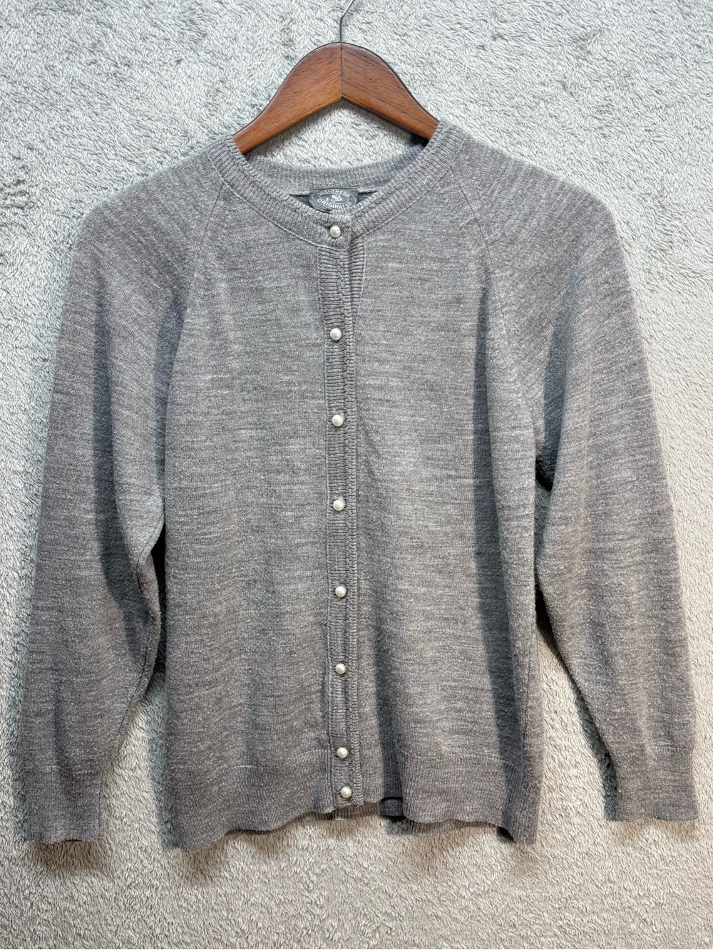 Designers Originals Vintage Gray Luxelon Cardigan Sweater Pearl Button Small